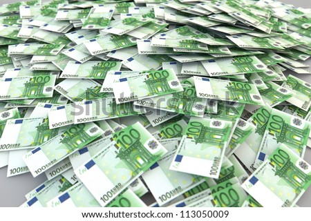 100 Euros money stack isolated on white background