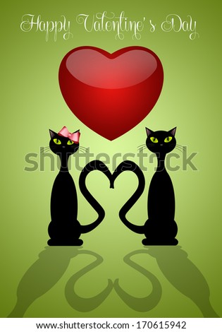 illustration of two cats in love for Valentine\'s Day
