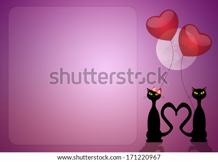 Two cats in love for Valentine\'s Day