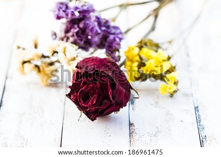 Decoration of dried flowers. Roses.