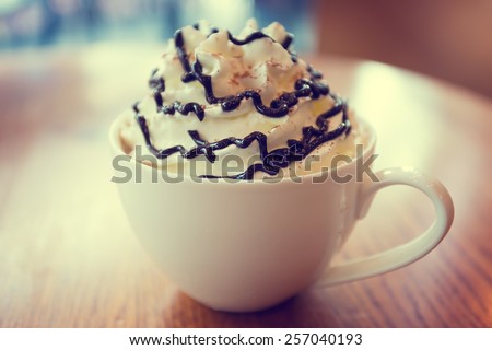 Mocha coffee with whipped cream made with Vintage Tones