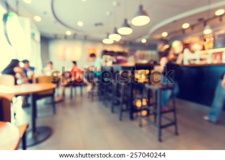 Blurred background made with Vintage Tones,Coffee shop blur background with bokeh