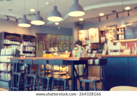 Blurred background made with Vintage Tones,Coffee shop blur background with bokeh