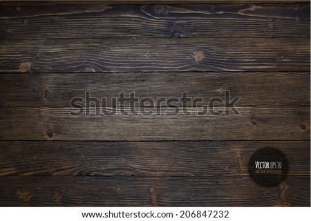 Wood texture, vector Eps10 illustration. Natural Dark Wooden Background.