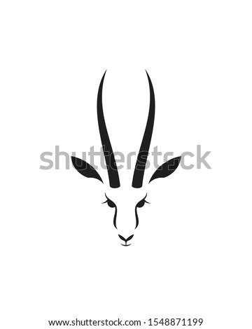 Antelope springbok. Safari park. Logo. Wild animal. Isolated antelope head on white background