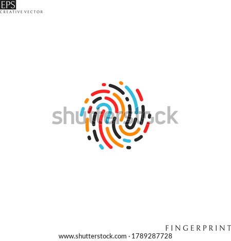 Colorful fingerprint icon. Isolated human finger print on white background