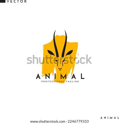 Antelope springbok logo. Beautiful animal with horns 