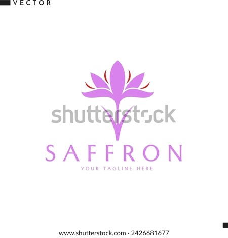 Saffron logo. Purple flower on white background