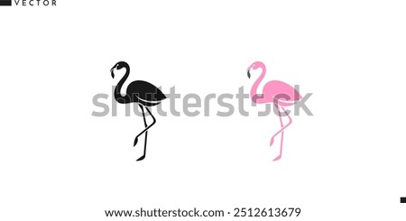 Pink flamingo and black flamingo icon. Beautiful bird vector. Isolated birds on white background. Wild animal sign