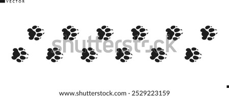 Panther paw prints silhouette. Wild animal. Leopard paw prints 