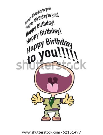 happy birthday singer card - stock vector