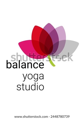 Colorful lotus flower logo. Design of yoga or mindfulness studio, spa, wellness. Harmony and balance logo.