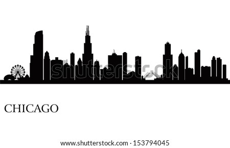Chicago city skyline silhouette background. Vector illustration