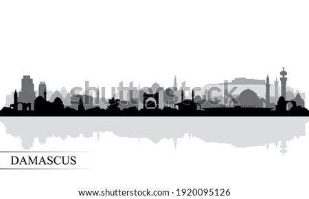 Damascus city skyline silhouette background, vector illustration