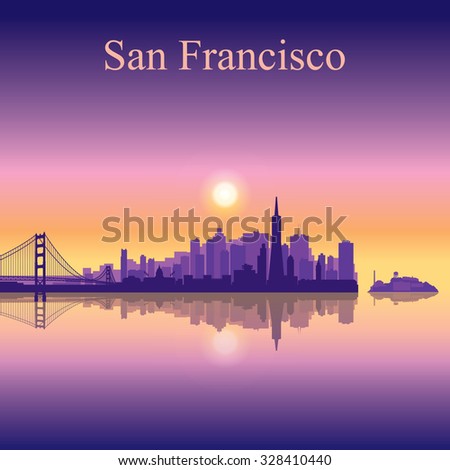 San Francisco city skyline silhouette background, vector illustration