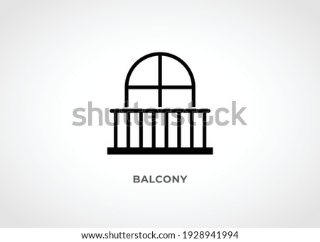 Balcony Icon. Vector outline icon representing balcony door or window