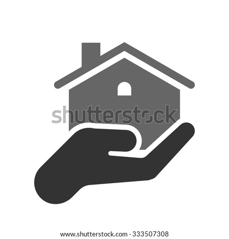 House in palms illustration