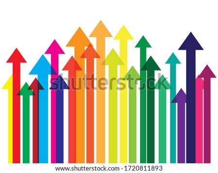 Overlapping coloured arrows pointing or moving up - 1. Growth concept. Vector Illustration.