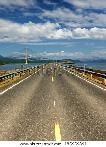 Norway, stunning landscape, Norway road landscape, Modern Brigde Zdjęcia stock © 