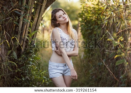 magnificent portrait of a sexy awesome girl in the spring
