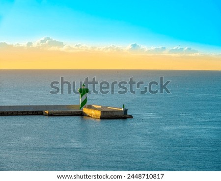 Similar – Image, Stock Photo Sunrise over southern town on seaside