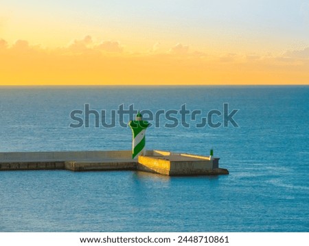 Similar – Image, Stock Photo Sunrise over southern town on seaside