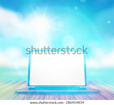 computer light blue sunshine design