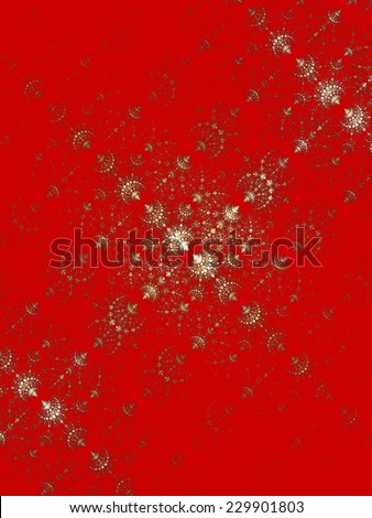 Abstraction with a golden pattern on a scarlet background