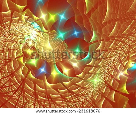 Abstraction with a golden pattern of Chinese style on a red background