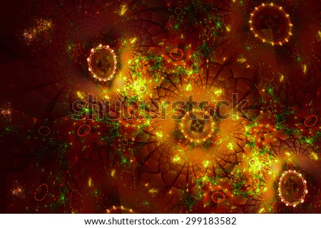 Autumn background. Bright, showy and pay attention. It contains floral ornament. In some places there is blurring, small grain.