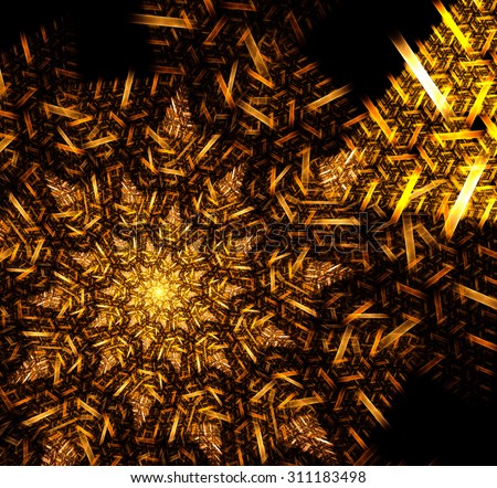 Fantastic unusual abstract background with complex geometric pattern in gold. The color scheme of \