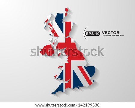 United Kingdom map with shadow effect