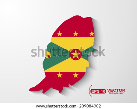 Grenada  map with shadow effect