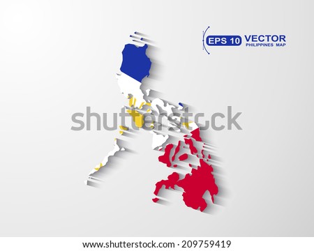 Philippines map with shadow effect 