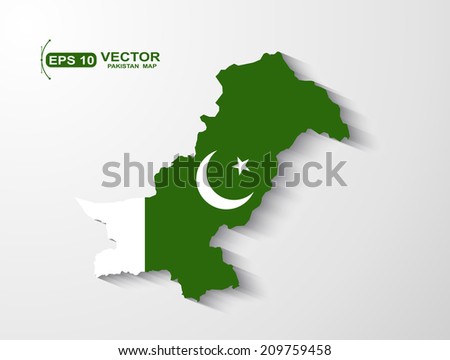 Pakistan map with shadow effect