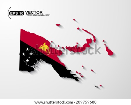 Papua New Guinea map with shadow effect