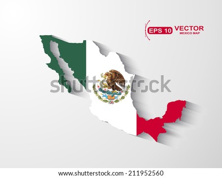 Mexico map with shadow effect