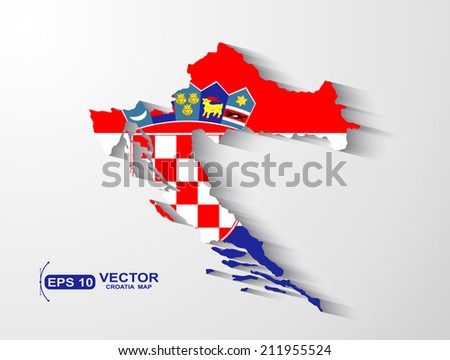 Croatia map with shadow effect