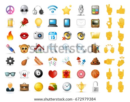 Set of Realistic Cute Elegant Multimedia and Interface Icons on White Background . Isolated Vector Illustration 