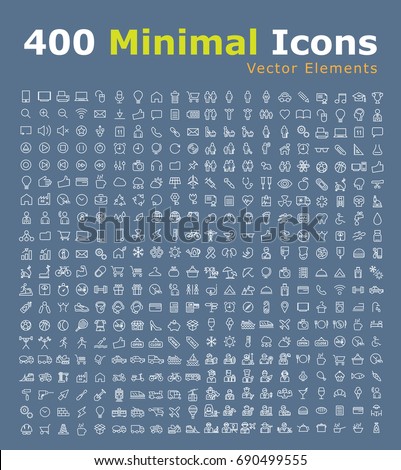 Set of 400 UniversaL Icons (Hotel, Travel, People, Restaurant, Home Appliances, Baby, Veterinary, Weather, Airplane, Casino, War, Music , Beach, Christmas and Sport ) . Isolated Elements