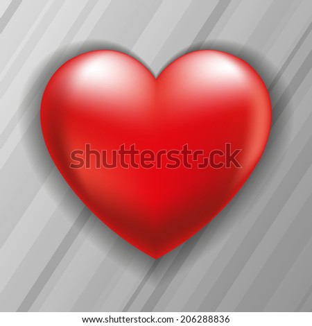 volume red heart on a gray background