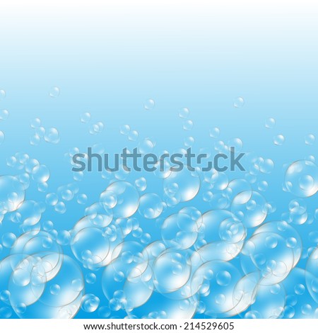 transparent soap bubbles in the blue sky