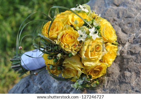Wedding bouquet, Yellow roses wedding bouquet still life