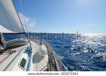 Sailing yacht on the race