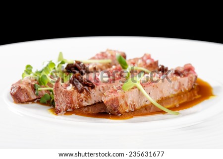 Fine dining, Angus Beef Steak fillets with Roasted tomato/Pepper Sauce