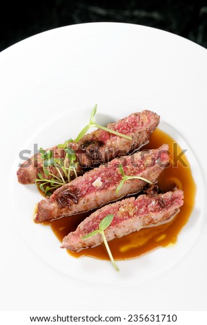 Fine dining, Angus Beef Steak fillets with Roasted tomato/Pepper Sauce