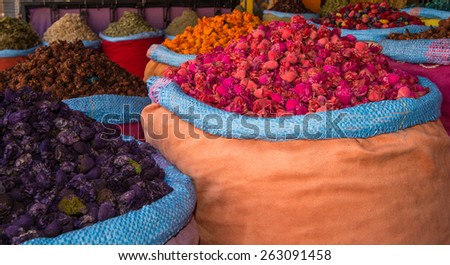Dried rose flowers in the big bags