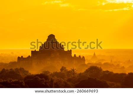 Dhammayangyi ancient temple at sunrise, The biggest Temple in Ba