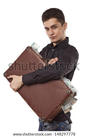 a guy with a suitcase full of money