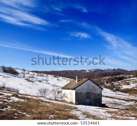 alone house in a mountains